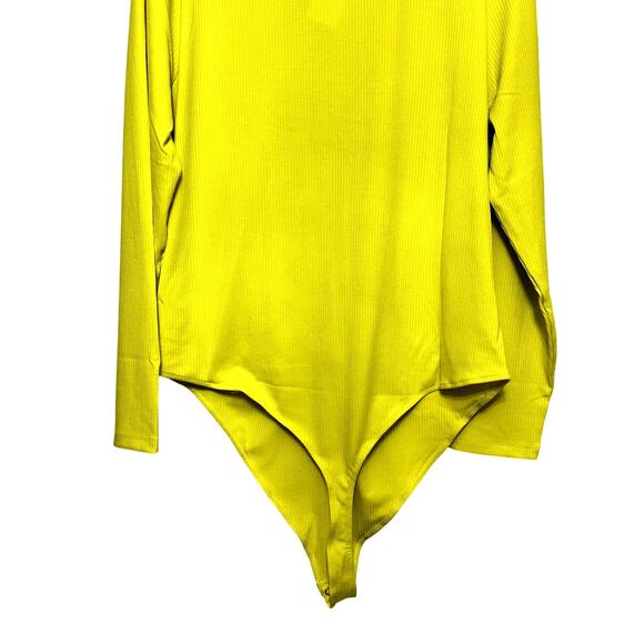 Royalty By Maluma Bodysuit Ribbed Texture Long Sleeves Yellow Women's XXXL NWT - Picture 7 of 10